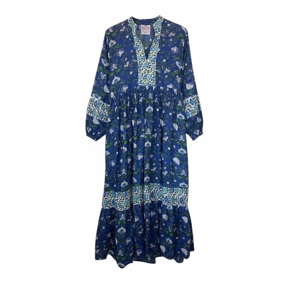 Mod's Mahal Floral Midi Dress Womens Size S Pockets Prairie Block Print Boho